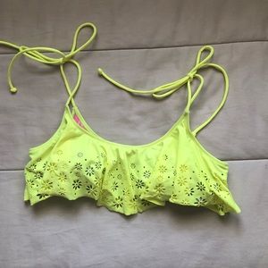 PINK VS neon yellow flowy floral bikini top